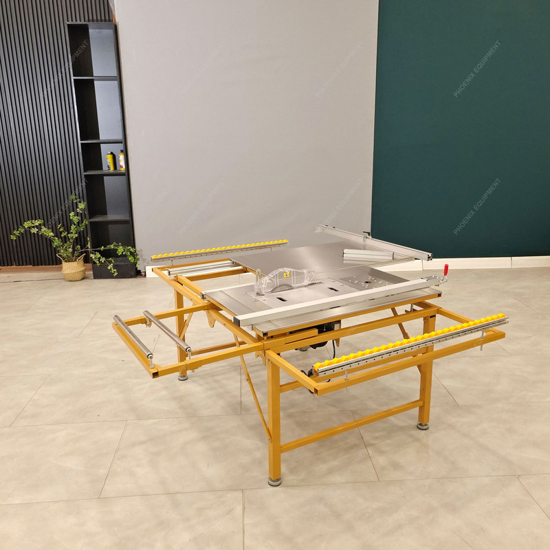 Οριζόντιο στυλ 5kW PDMJ16 Απεργασμένο αναδιπλούμενο πάνελ κυκλικού πριόνου για τις ανάγκες ξυλείας